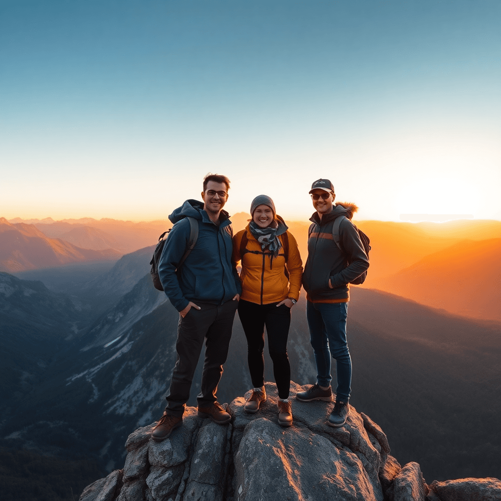 Travel destination with coastline and travelers